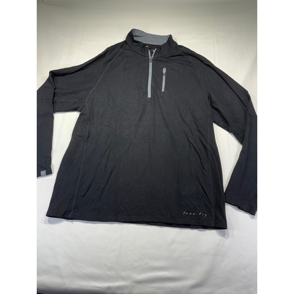 Free Fly Mens Bamboo Performance Quarter Zip Pullover Black XL Activewear Top